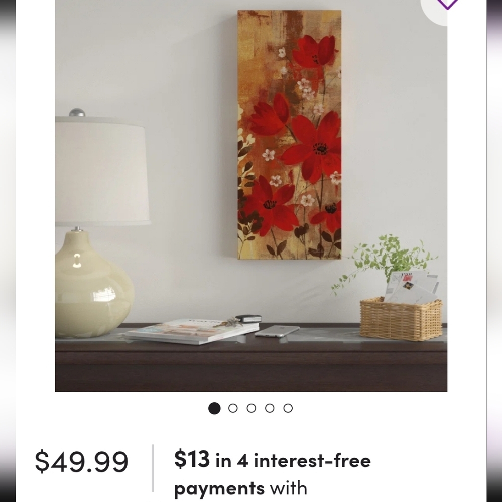 Elegant Red and‎ Brown Floral Canvas Art